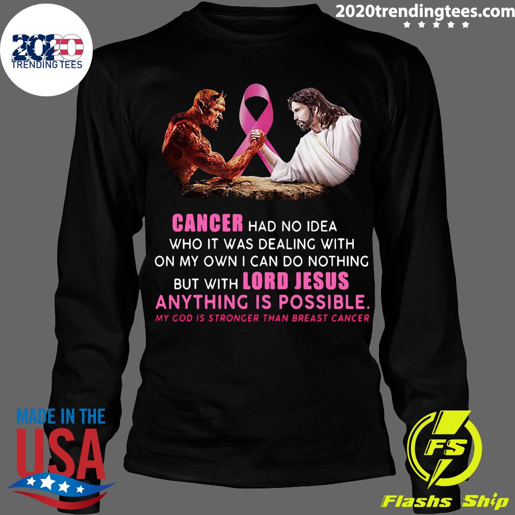 Jesus And Satan Cancer Had No Idea Who It Was Dealing - Adult & Kids T-Shirts, Sweatshirts & Hoodies apparel design preview 4