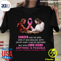 Jesus And Satan Cancer Had No Idea Who It Was Dealing - Adult & Kids T-Shirts, Sweatshirts & Hoodies apparel design preview 1