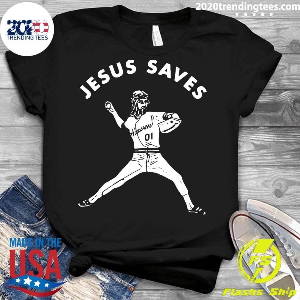 Jesus Saves Baseball - Adult & Kids T-Shirts, Sweatshirts & Hoodies apparel design preview 3