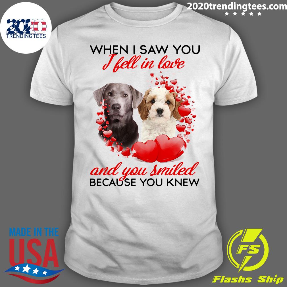 Labrador And Cavapoo Dog When I Saw You Fell In Love - Adult & Kids T-Shirts, Sweatshirts & Hoodies apparel design preview 1