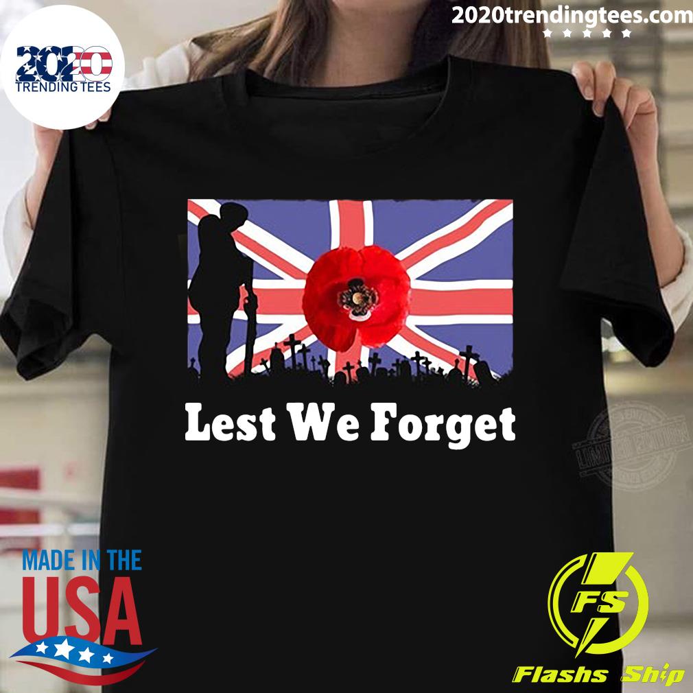 Lest We Forget Remembrance Day UK Flag - Adult & Kids T-Shirts, Sweatshirts & Hoodies apparel design preview 1
