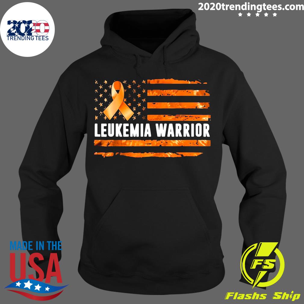 Leukemia Warrior Cancer Awareness Orange Us Flag - Adult & Kids T-Shirts, Sweatshirts & Hoodies apparel design preview 2