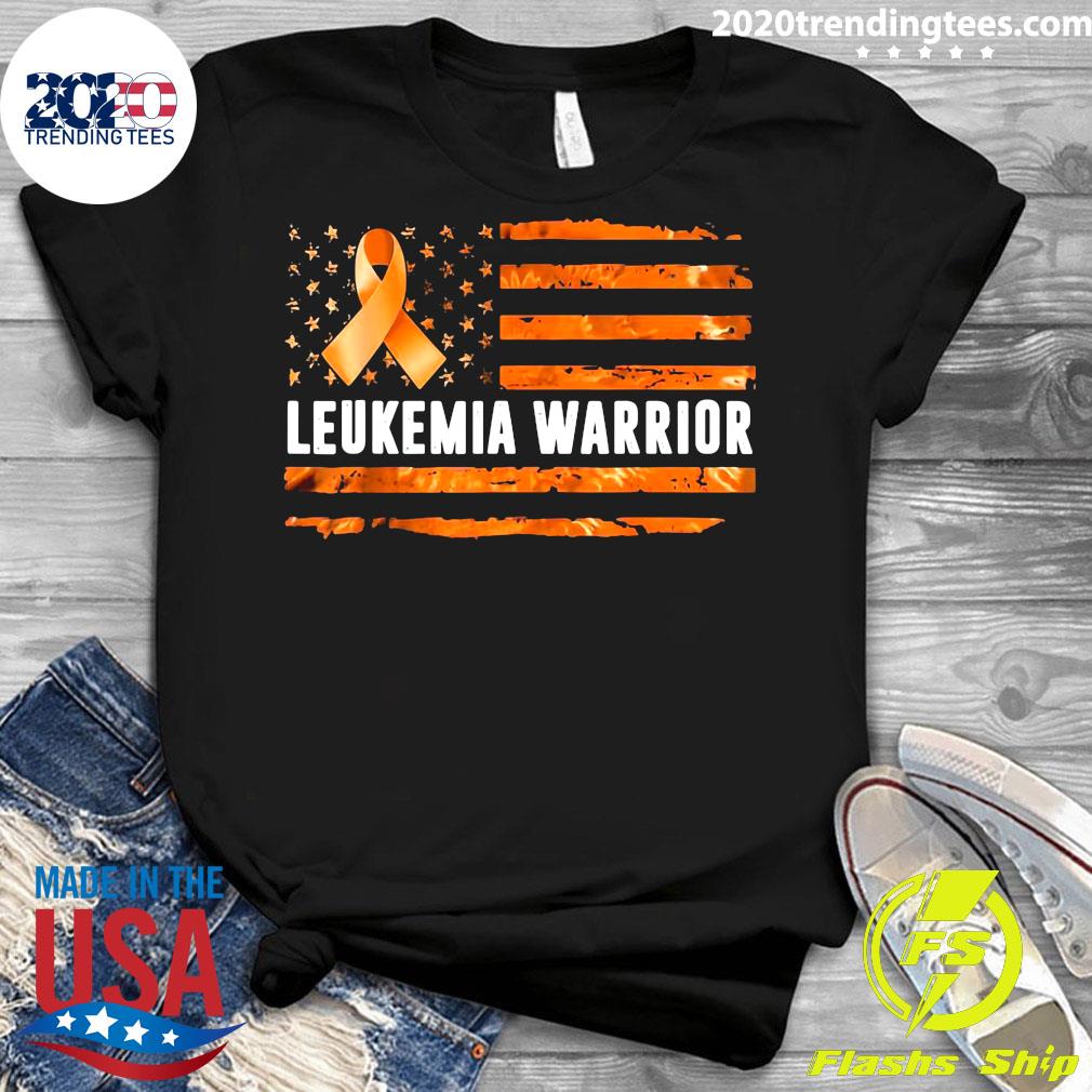 Leukemia Warrior Cancer Awareness Orange Us Flag - Adult & Kids T-Shirts, Sweatshirts & Hoodies apparel design preview 3