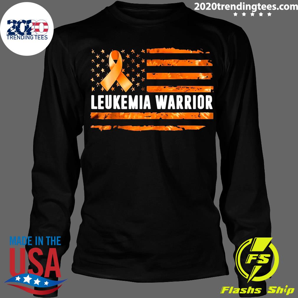 Leukemia Warrior Cancer Awareness Orange Us Flag - Adult & Kids T-Shirts, Sweatshirts & Hoodies apparel design preview 4