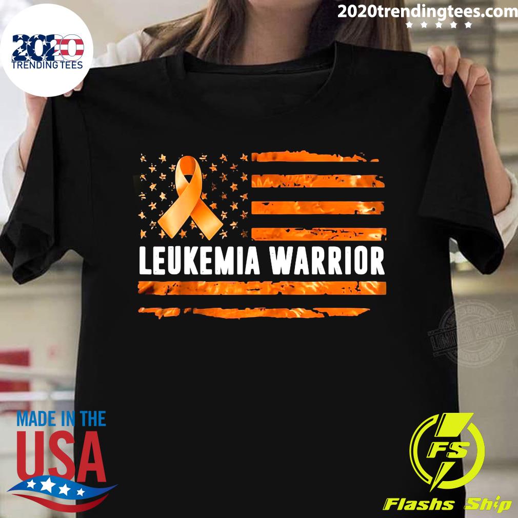 Leukemia Warrior Cancer Awareness Orange Us Flag - Adult & Kids T-Shirts, Sweatshirts & Hoodies apparel design preview 1