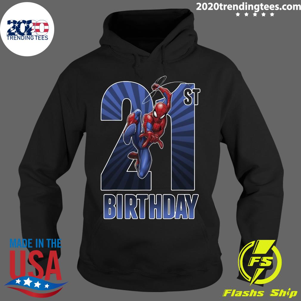 Marvel Spider-Man Swinging 21St Birthday Graphic - Adult & Kids T-Shirts, Sweatshirts & Hoodies apparel design preview 2
