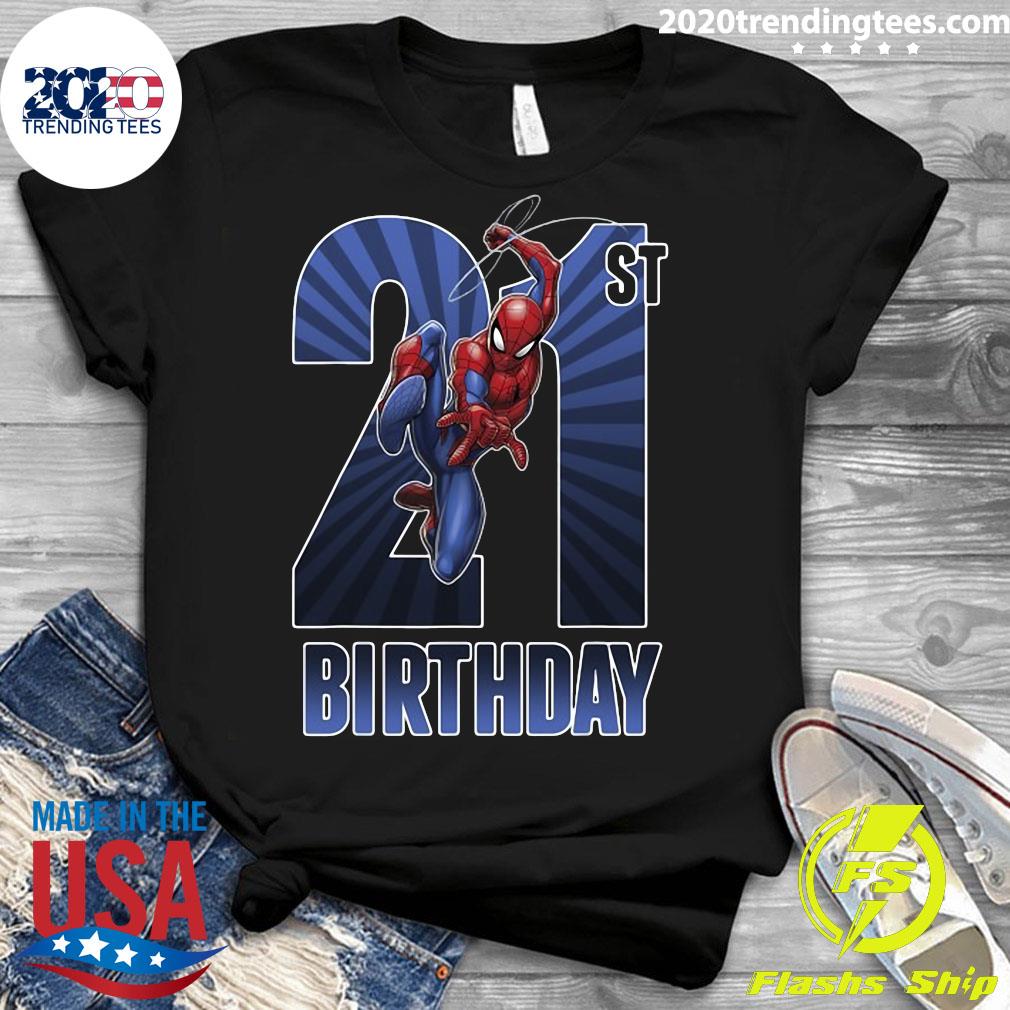 Marvel Spider-Man Swinging 21St Birthday Graphic - Adult & Kids T-Shirts, Sweatshirts & Hoodies apparel design preview 3