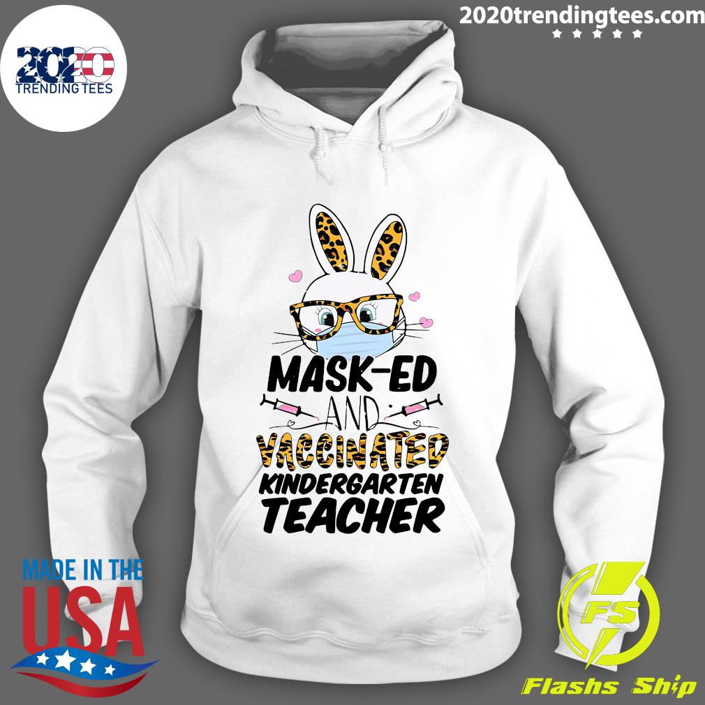 Mask-ed And Vaccinated Kindergarten Teacher Easter - Adult & Kids T-Shirts, Sweatshirts & Hoodies apparel design preview 2