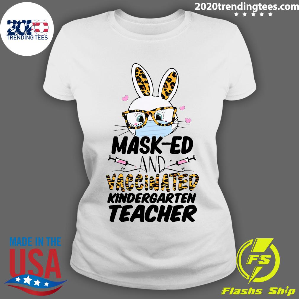 Mask-ed And Vaccinated Kindergarten Teacher Easter - Adult & Kids T-Shirts, Sweatshirts & Hoodies apparel design preview 3