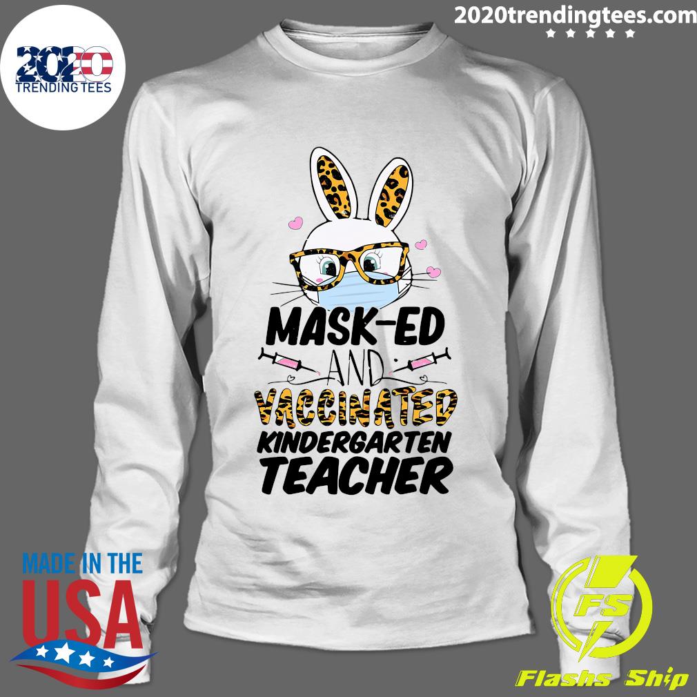 Mask-ed And Vaccinated Kindergarten Teacher Easter - Adult & Kids T-Shirts, Sweatshirts & Hoodies apparel design preview 4