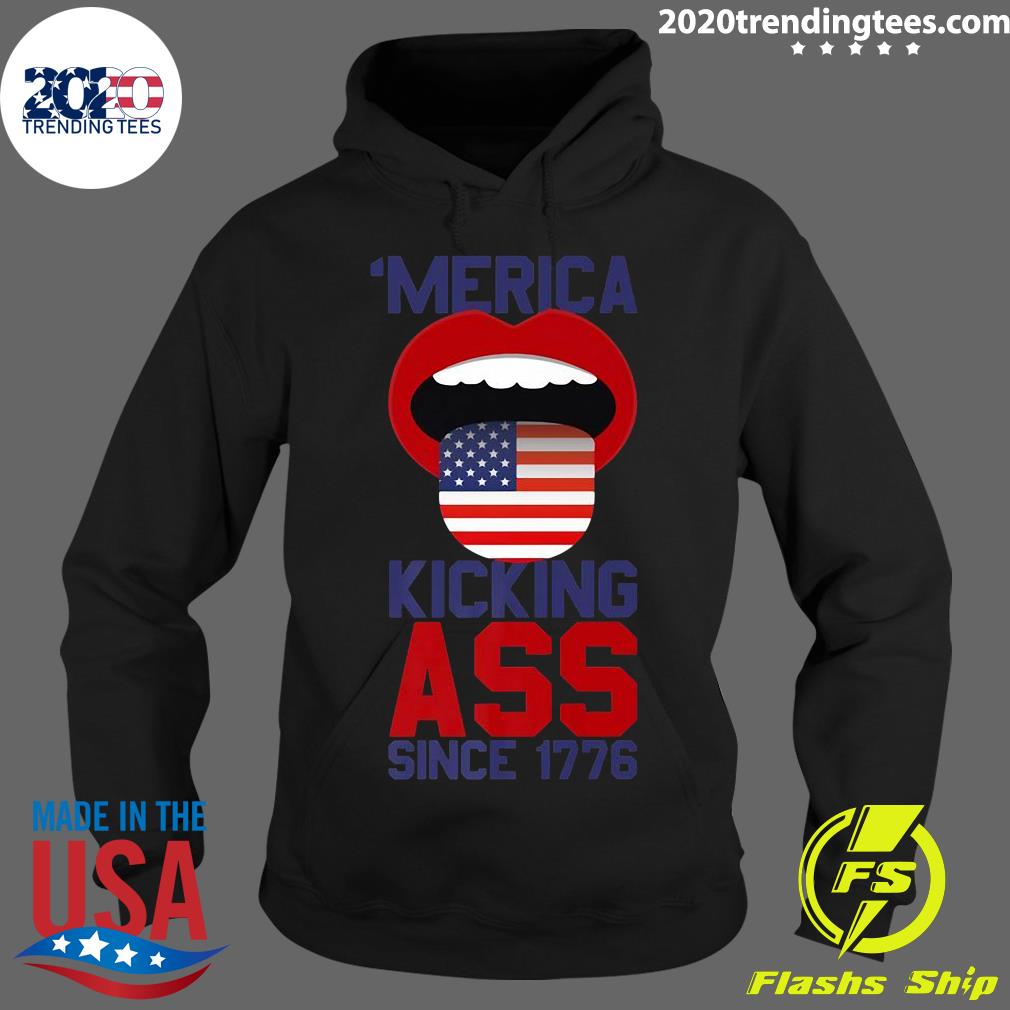 Merica Kicking Ass Since 1776 American Flag - Adult & Kids T-Shirts, Sweatshirts & Hoodies apparel design preview 2