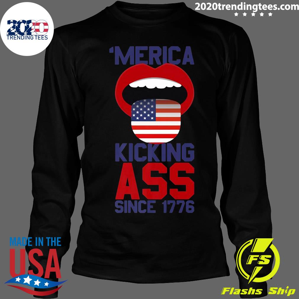 Merica Kicking Ass Since 1776 American Flag - Adult & Kids T-Shirts, Sweatshirts & Hoodies apparel design preview 4