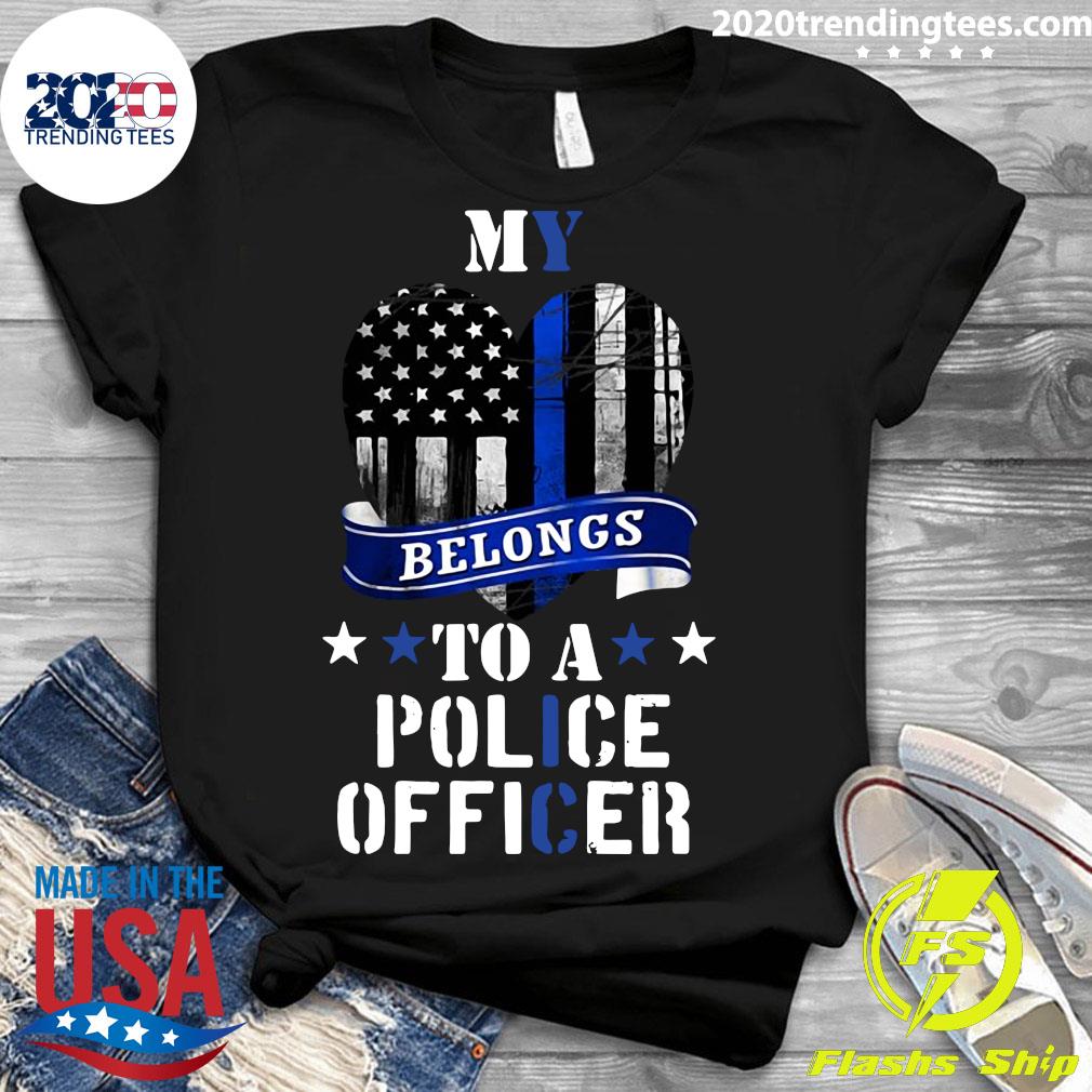 My Heart Belongs To A Police Officer Law Enforcement - Adult & Kids T-Shirts, Sweatshirts & Hoodies apparel design preview 3