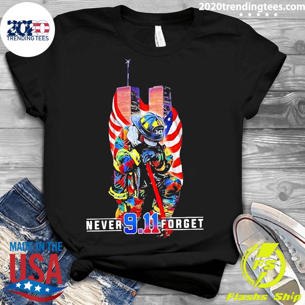 Never 9.11 Forget American Flag - Adult & Kids T-Shirts, Sweatshirts & Hoodies apparel design preview 3