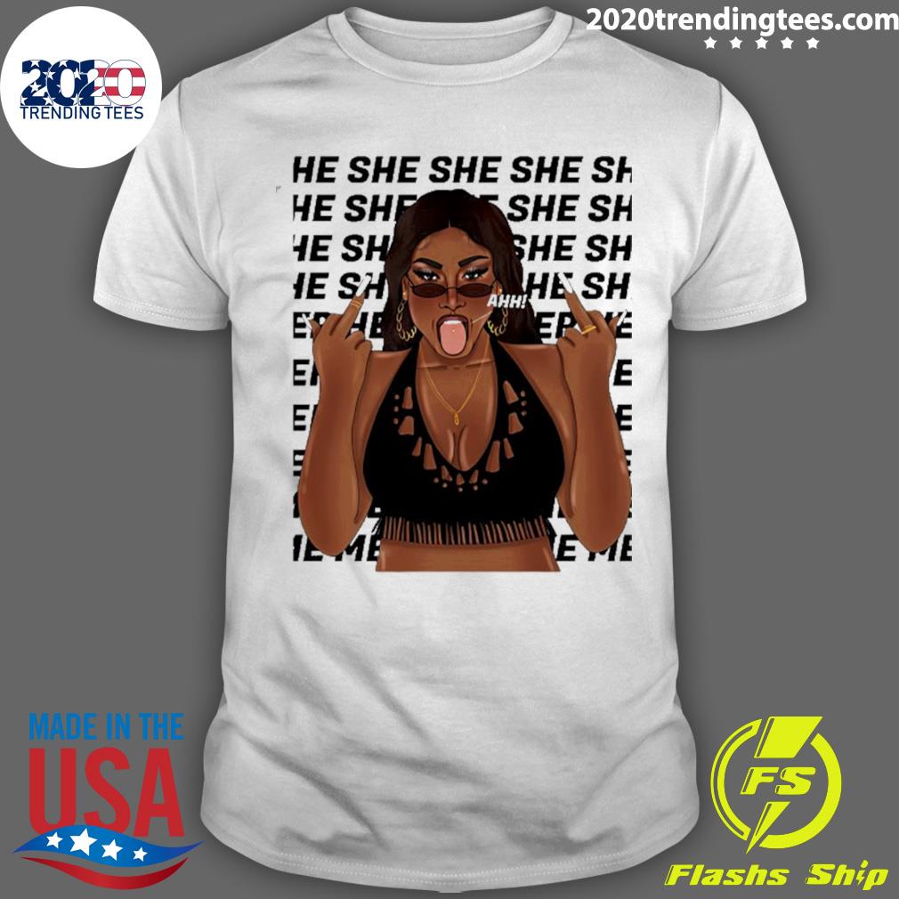 Nice ahhh Megan Thee Stallion Tongue Out - Adult & Kids T-Shirts, Sweatshirts & Hoodies apparel design preview 1