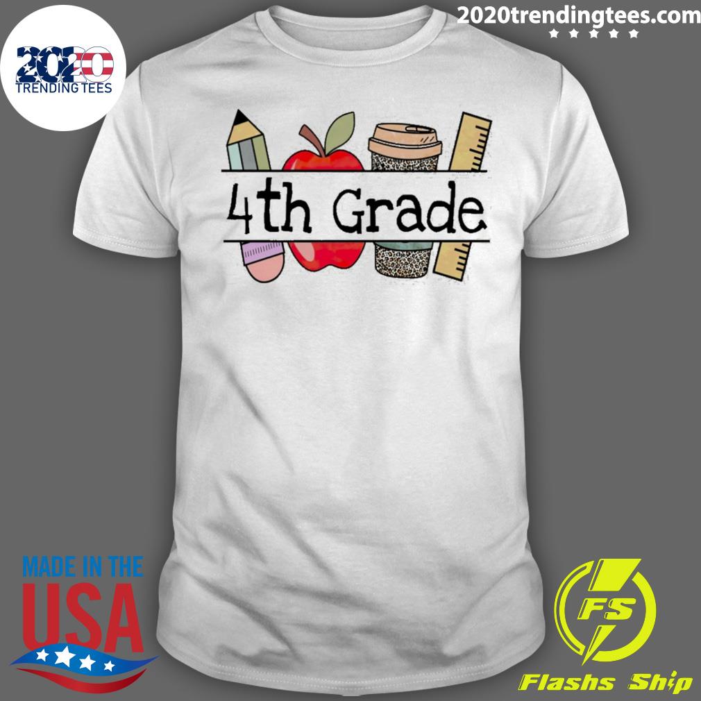 Nice apple Coffee Pencil 4th Grade Teacher - Adult & Kids T-Shirts, Sweatshirts & Hoodies apparel design preview 1