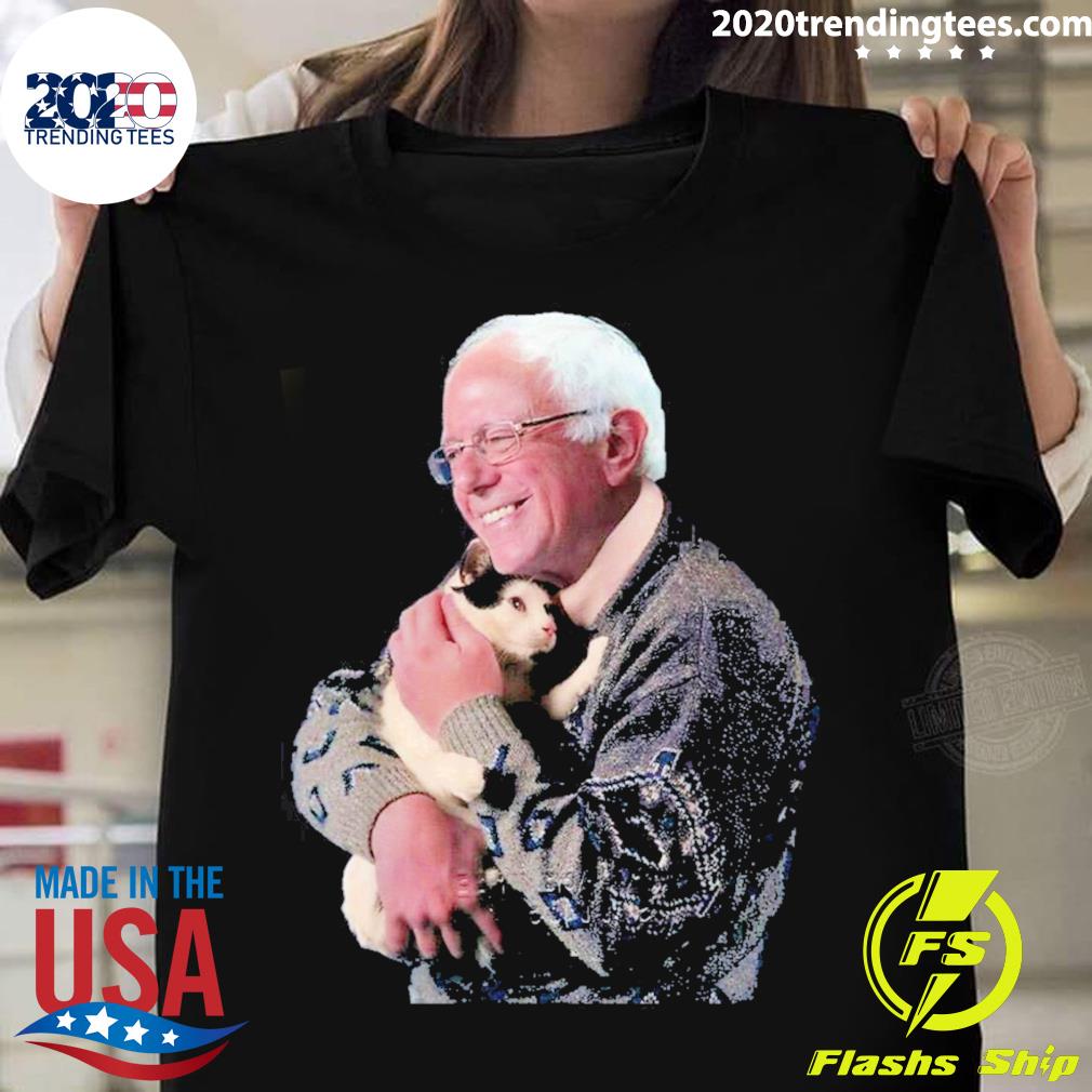 Nice bernie Sanders Hugging Cat - Adult & Kids T-Shirts, Sweatshirts & Hoodies apparel design preview 1