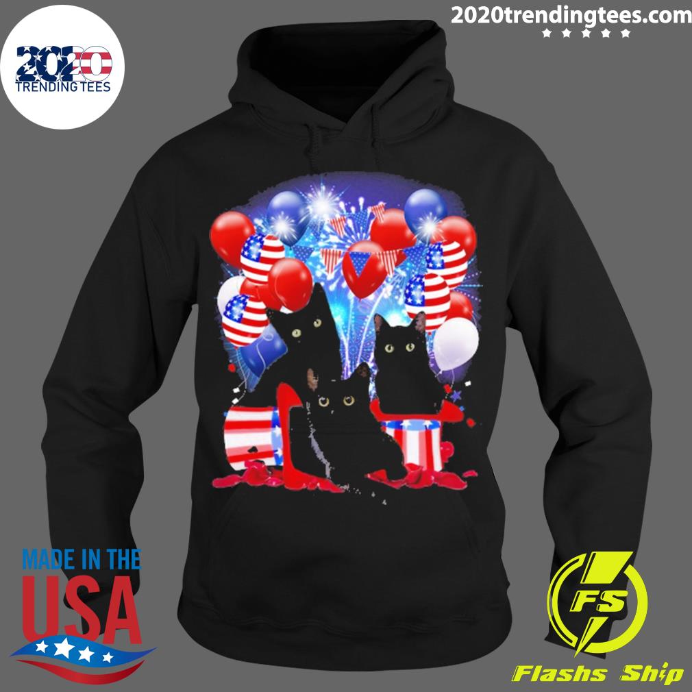 Nice black Cat Balloons Fireworks - Adult & Kids T-Shirts, Sweatshirts & Hoodies apparel design preview 2