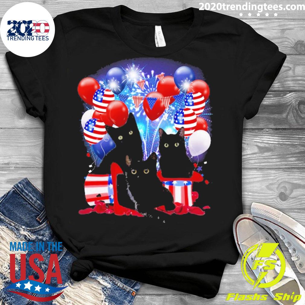 Nice black Cat Balloons Fireworks - Adult & Kids T-Shirts, Sweatshirts & Hoodies apparel design preview 3