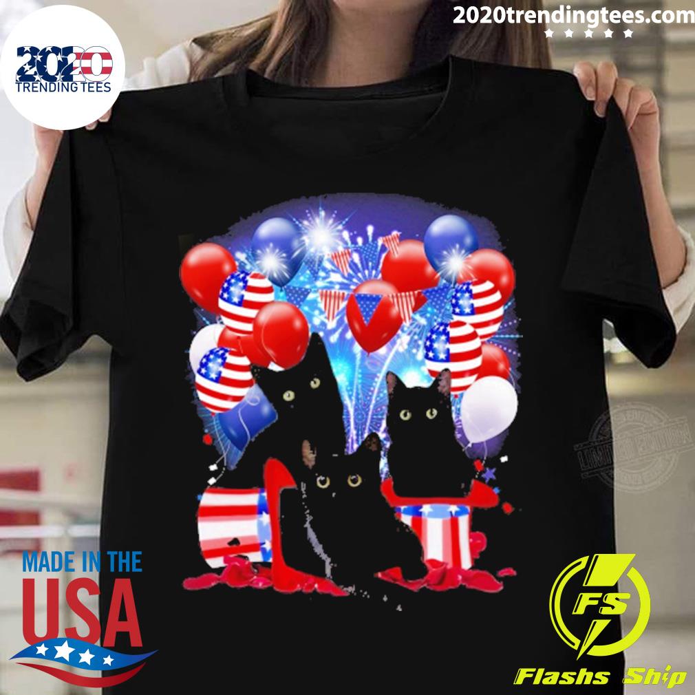 Nice black Cat Balloons Fireworks - Adult & Kids T-Shirts, Sweatshirts & Hoodies apparel design preview 1