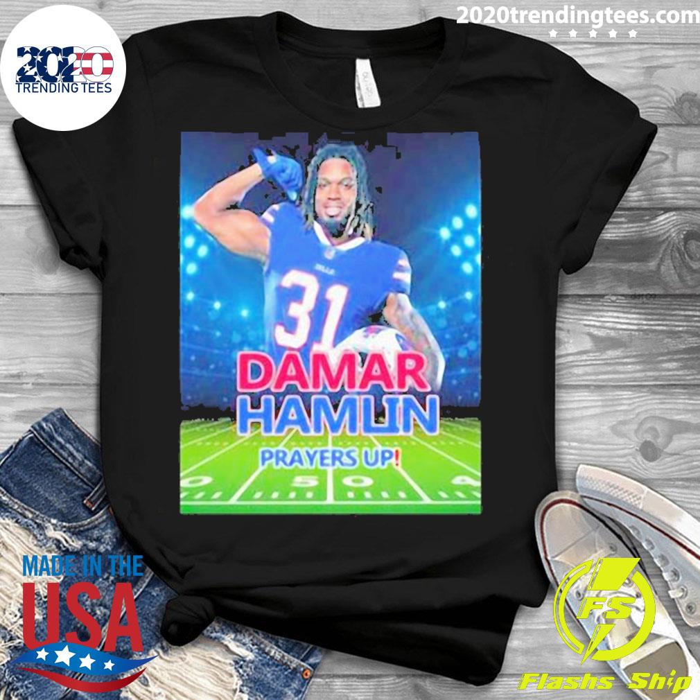 Nice buffalo Bills Damar Hamlin Prayers Up 2023 - Adult & Kids T-Shirts, Sweatshirts & Hoodies apparel design preview 3