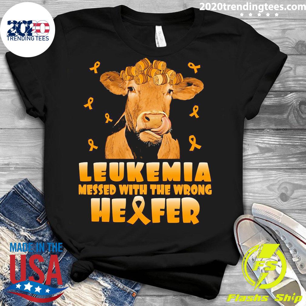 Nice cow Leukemia Messed With The Wrong Heifer - Adult & Kids T-Shirts, Sweatshirts & Hoodies apparel design preview 3