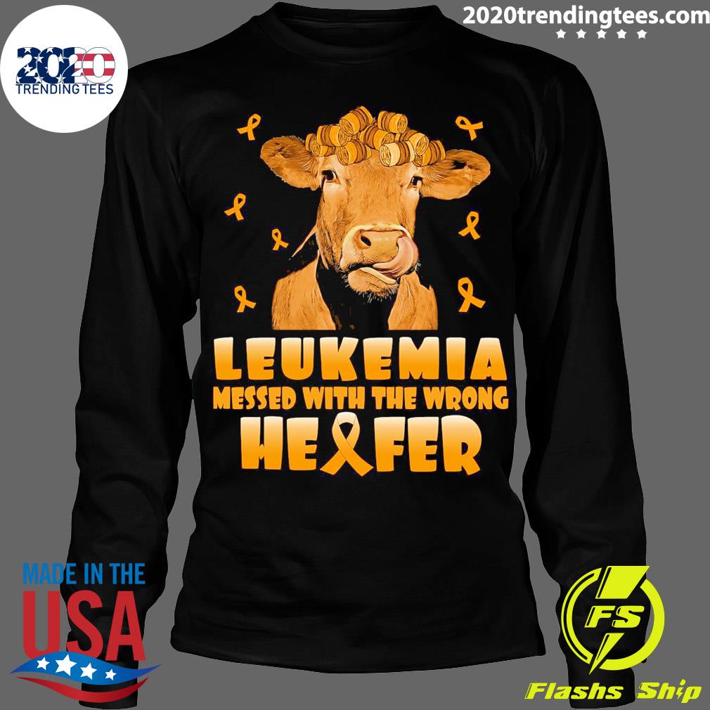 Nice cow Leukemia Messed With The Wrong Heifer - Adult & Kids T-Shirts, Sweatshirts & Hoodies apparel design preview 4