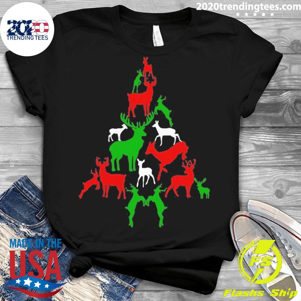 Nice deer Christmas Tree Reindeer Xmas - Adult & Kids T-Shirts, Sweatshirts & Hoodies apparel design preview 3