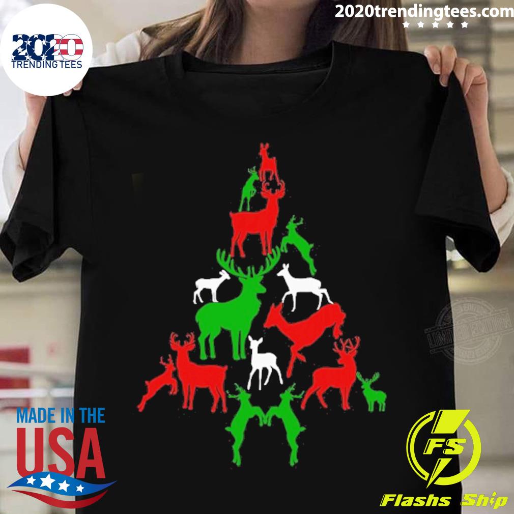 Nice deer Christmas Tree Reindeer Xmas - Adult & Kids T-Shirts, Sweatshirts & Hoodies apparel design preview 1