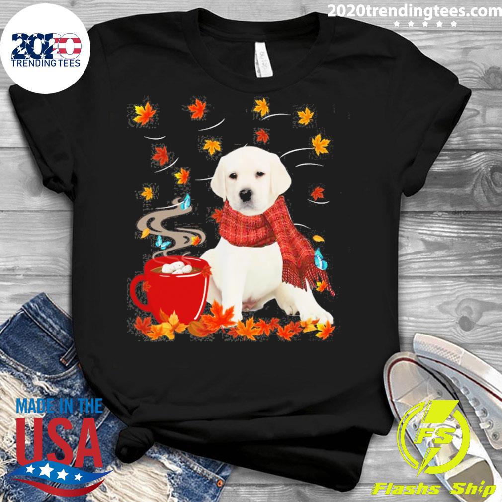 Nice fall Hot Chocolate White Labrador - Adult & Kids T-Shirts, Sweatshirts & Hoodies apparel design preview 3