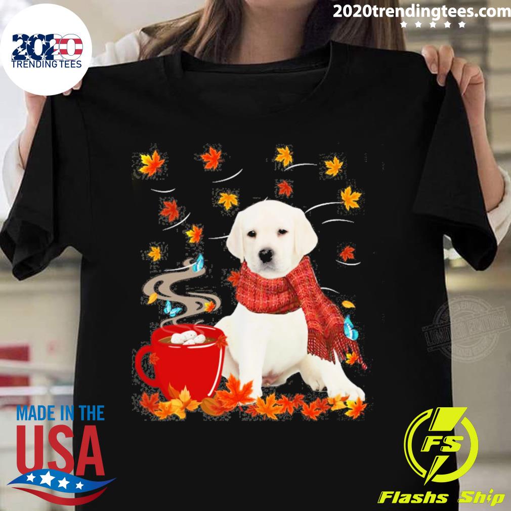 Nice fall Hot Chocolate White Labrador - Adult & Kids T-Shirts, Sweatshirts & Hoodies apparel design preview 1