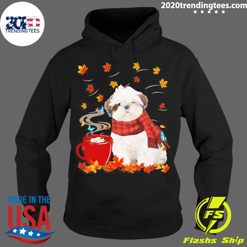 Nice fall Hot Chocolate White Shih Tzu - Adult & Kids T-Shirts, Sweatshirts & Hoodies apparel design preview 2