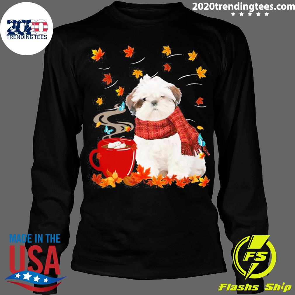 Nice fall Hot Chocolate White Shih Tzu - Adult & Kids T-Shirts, Sweatshirts & Hoodies apparel design preview 4