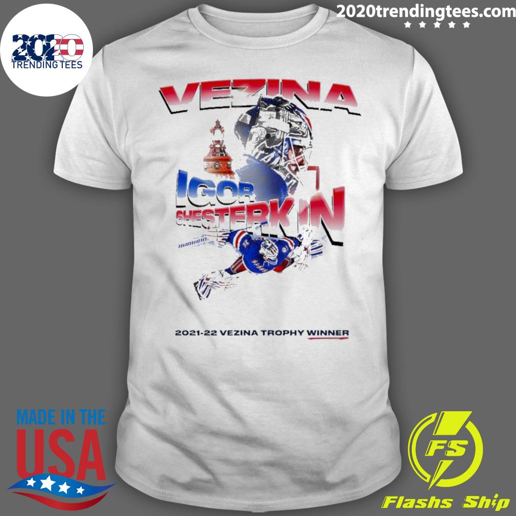 Nice fanatics Msg Exclusive Shesterkin Vezina Trophy - Adult & Kids T-Shirts, Sweatshirts & Hoodies apparel design preview 1