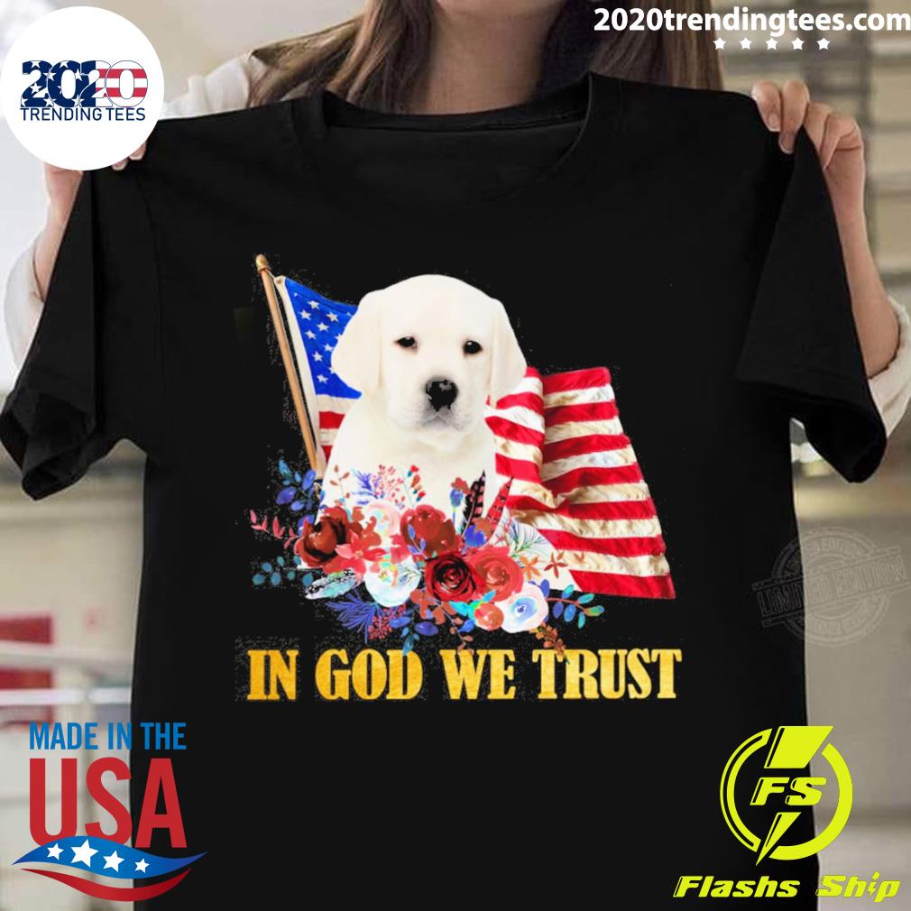 Nice flower Flag In God We Trust WHITE Labrador - Adult & Kids T-Shirts, Sweatshirts & Hoodies apparel design preview 1