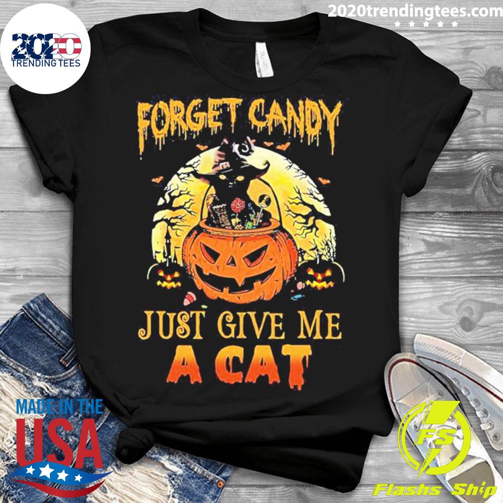 Nice forget Candy Just Give Me A Cat Halloween - Adult & Kids T-Shirts, Sweatshirts & Hoodies apparel design preview 3
