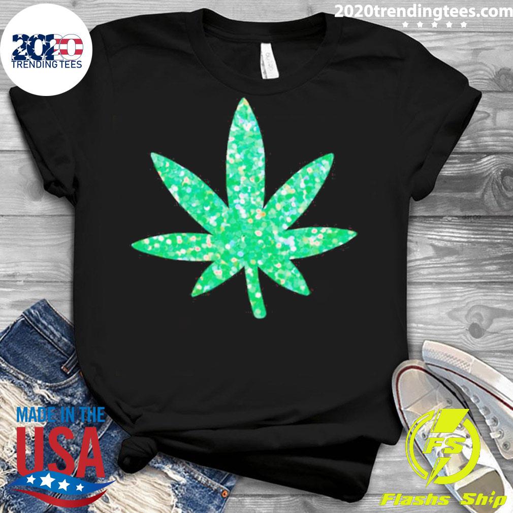 Nice glittery Green Weed Leaf - Adult & Kids T-Shirts, Sweatshirts & Hoodies apparel design preview 3