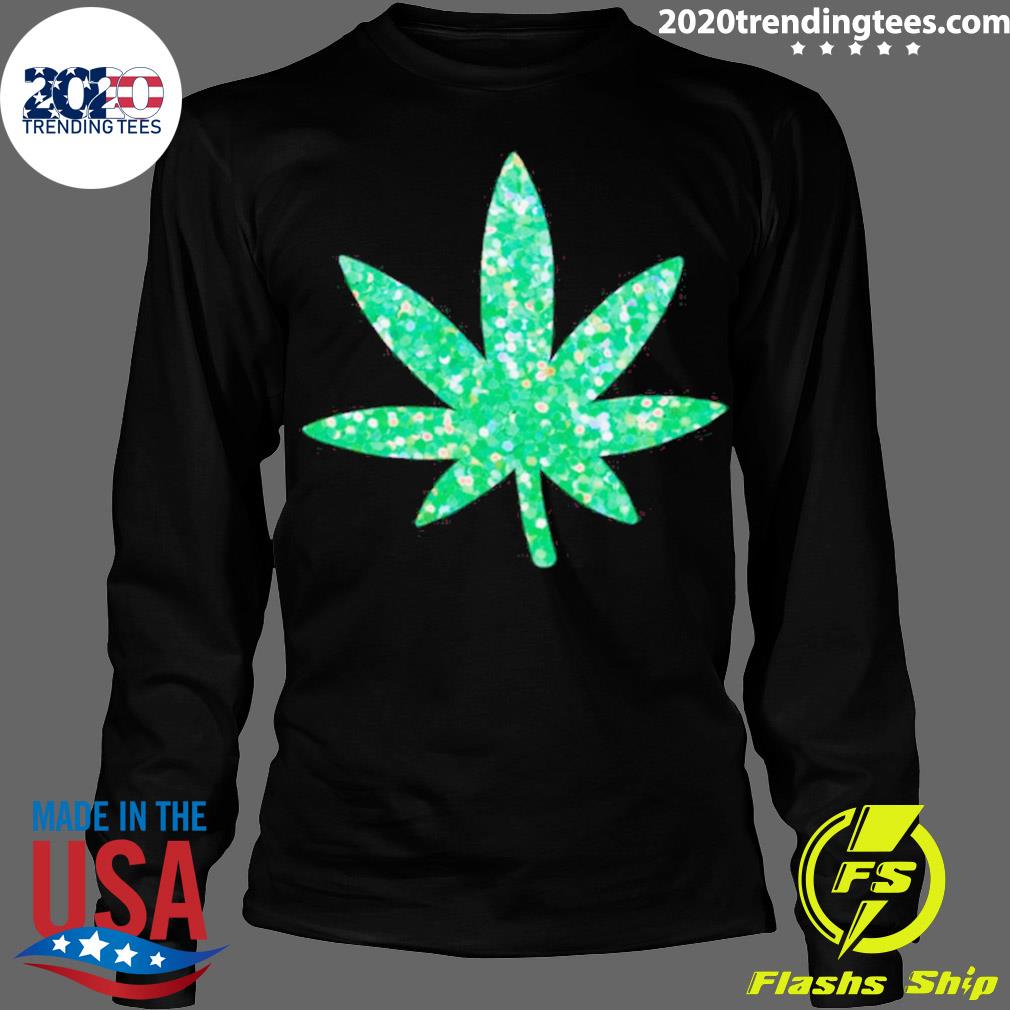 Nice glittery Green Weed Leaf - Adult & Kids T-Shirts, Sweatshirts & Hoodies apparel design preview 4