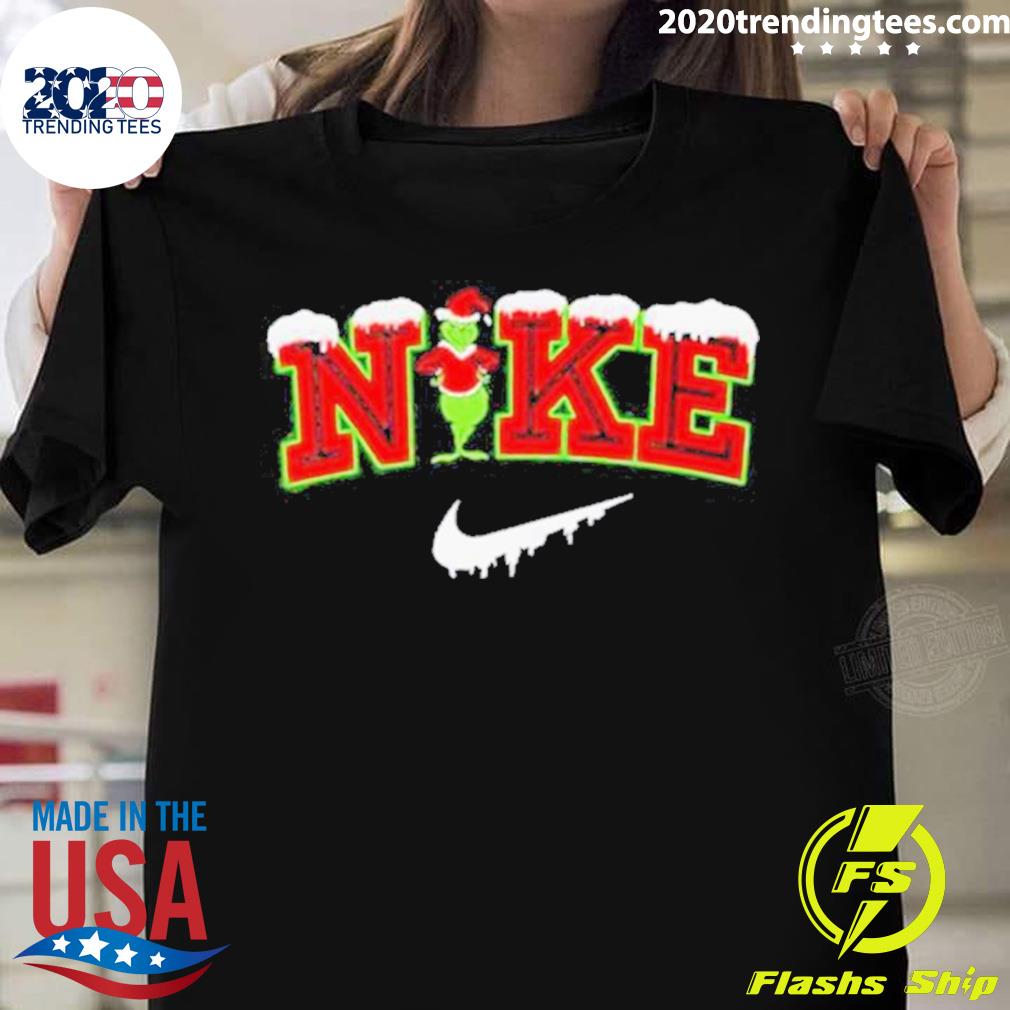 Nice grinch nike logo Christmas - Adult & Kids T-Shirts, Sweatshirts & Hoodies apparel design preview 1