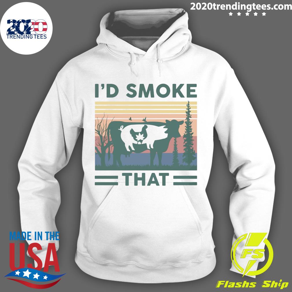 Nice I'd Smoke That Cow Pig Chicken Weed Vintage - Adult & Kids T-Shirts, Sweatshirts & Hoodies apparel design preview 2