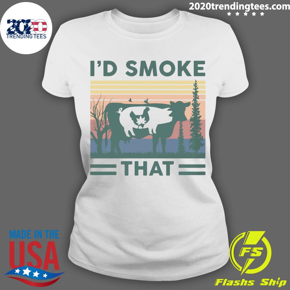 Nice I'd Smoke That Cow Pig Chicken Weed Vintage - Adult & Kids T-Shirts, Sweatshirts & Hoodies apparel design preview 3
