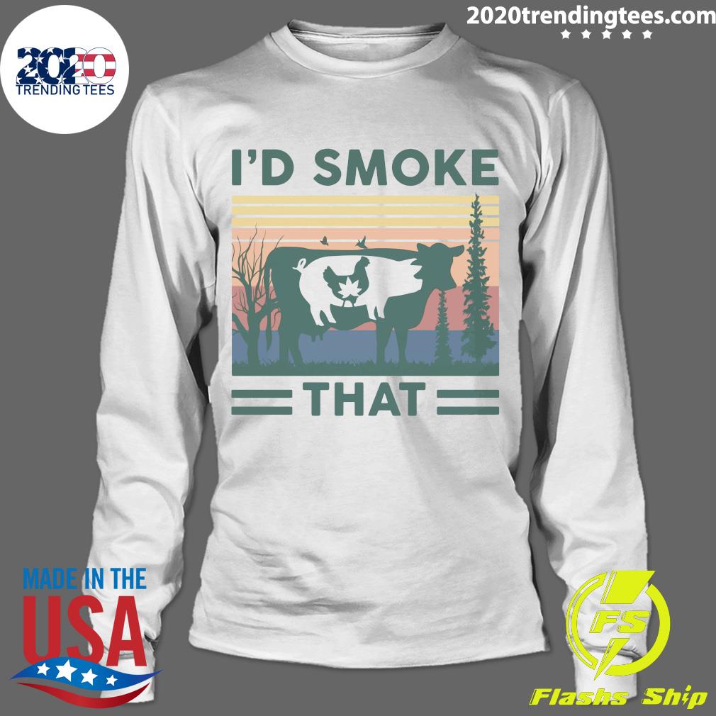 Nice I'd Smoke That Cow Pig Chicken Weed Vintage - Adult & Kids T-Shirts, Sweatshirts & Hoodies apparel design preview 4