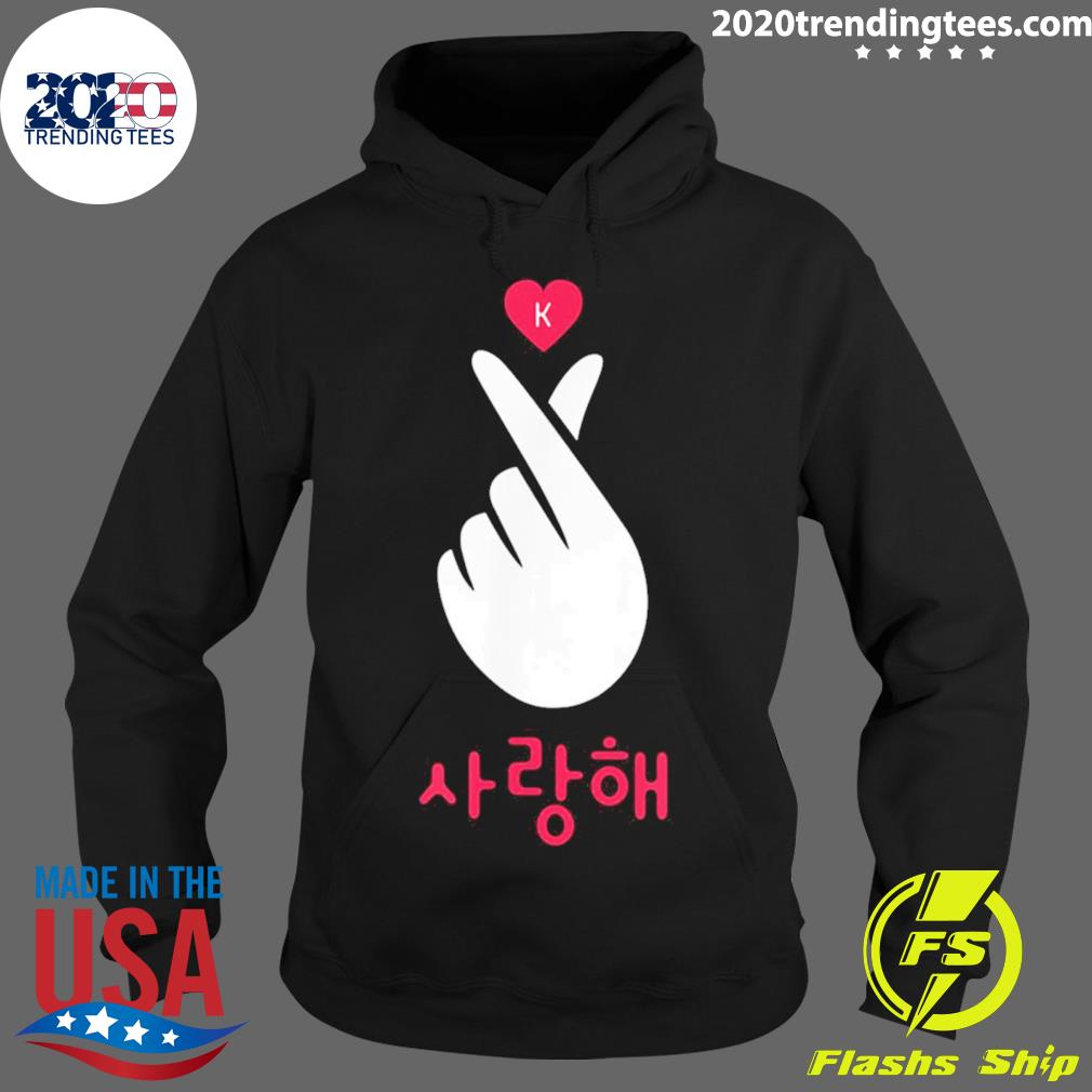 Nice korean Word Hangul Saranghae Heart Hand Gesture - Adult & Kids T-Shirts, Sweatshirts & Hoodies apparel design preview 2
