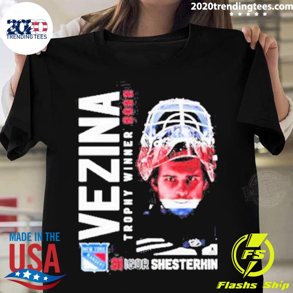 Nice new York Rangers Igor Shesterkin 2022 Vezina - Adult & Kids T-Shirts, Sweatshirts & Hoodies apparel design preview 1