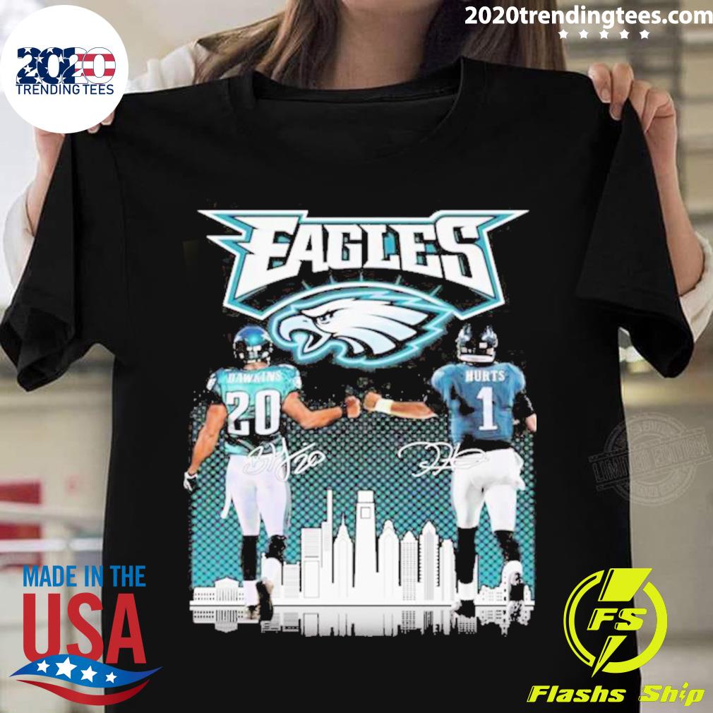 Nice philadelphia Eagles Brian Dawkins Vs Jalen Hurts - Adult & Kids T-Shirts, Sweatshirts & Hoodies apparel design preview 1