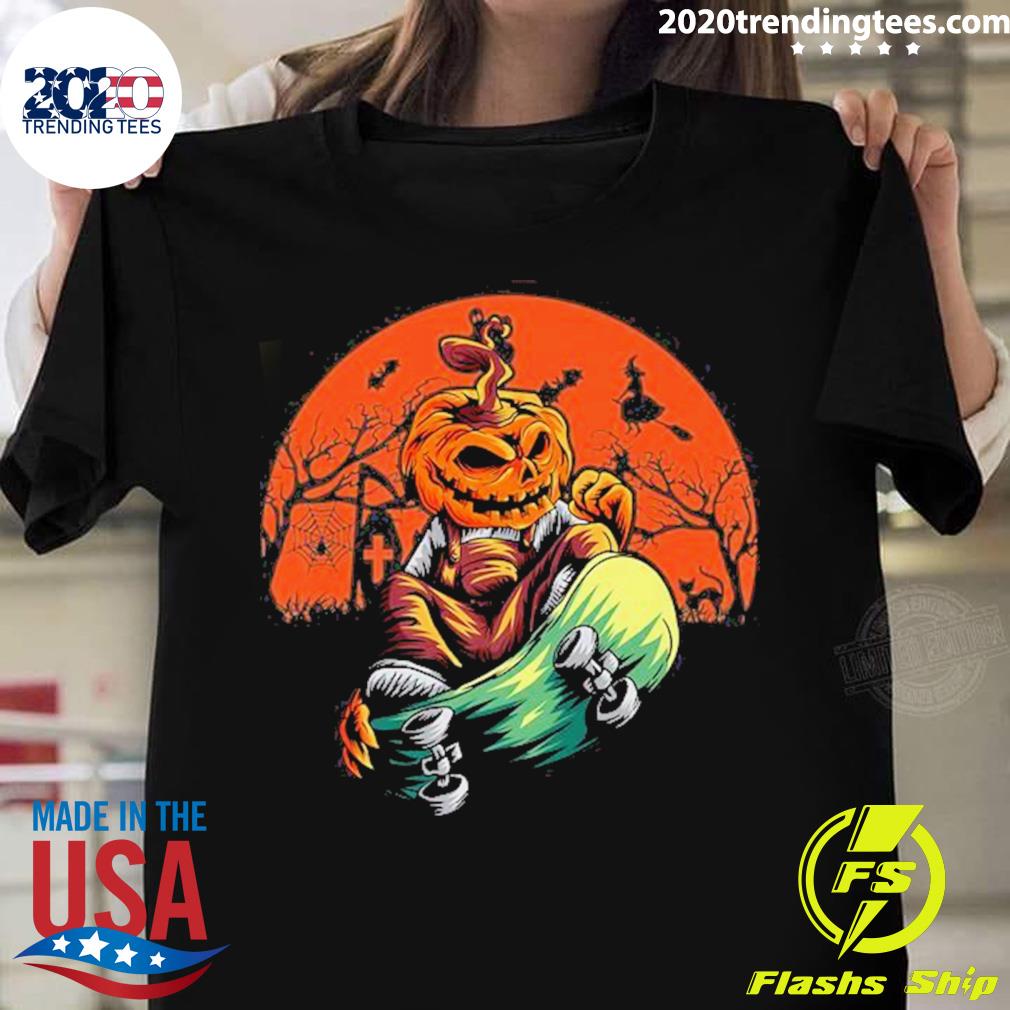 Nice pumpkin With Skateboard Halloween - Adult & Kids T-Shirts, Sweatshirts & Hoodies apparel design preview 1