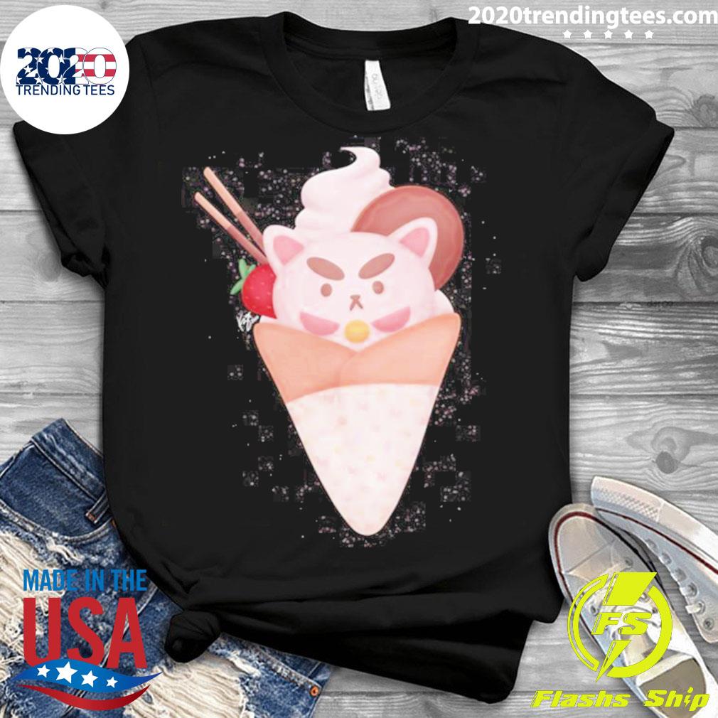 Nice puppycat Ice Cream Crepe - Adult & Kids T-Shirts, Sweatshirts & Hoodies apparel design preview 3