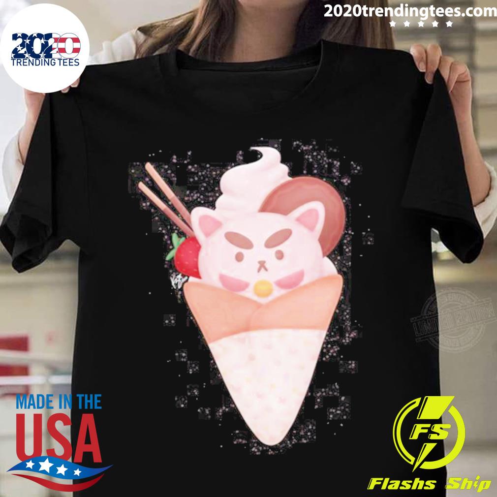 Nice puppycat Ice Cream Crepe - Adult & Kids T-Shirts, Sweatshirts & Hoodies apparel design preview 1