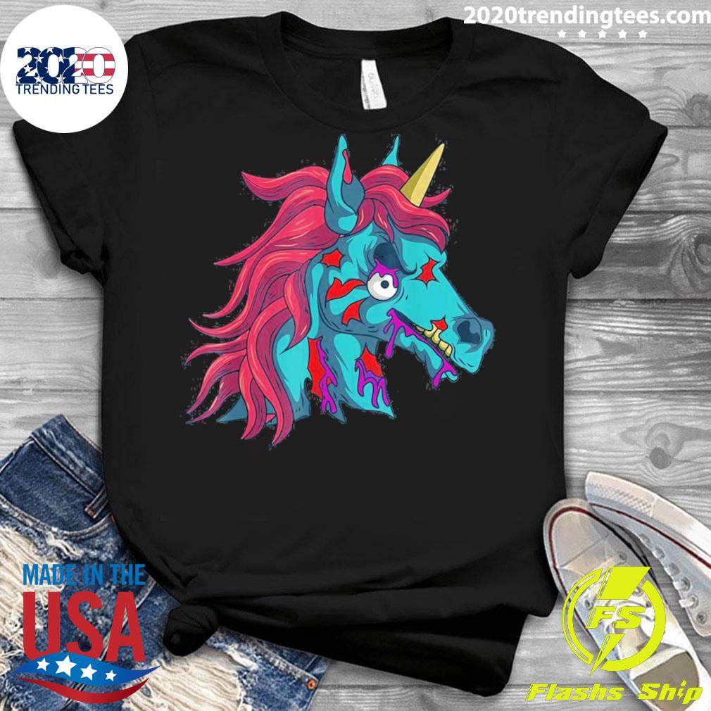 Nice zombiecorn Zombie Unicorn Goth Gothic Halloween - Adult & Kids T-Shirts, Sweatshirts & Hoodies apparel design preview 3