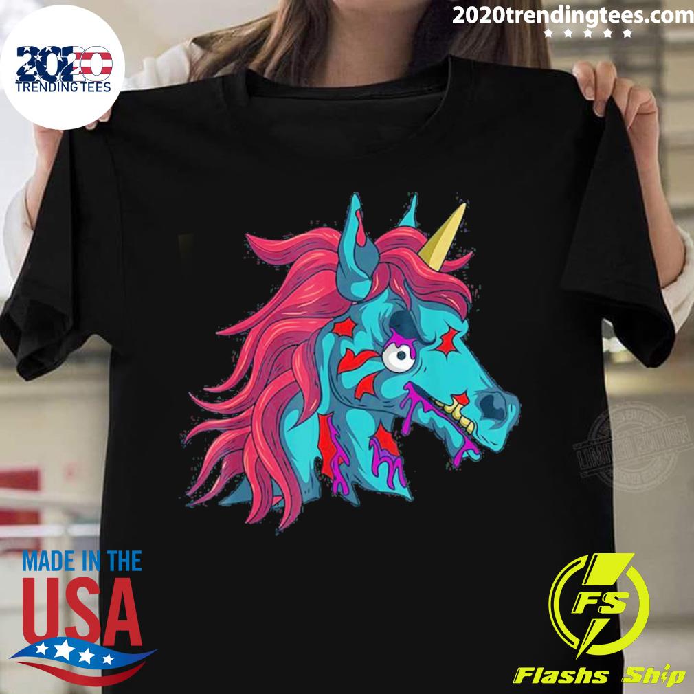 Nice zombiecorn Zombie Unicorn Goth Gothic Halloween - Adult & Kids T-Shirts, Sweatshirts & Hoodies apparel design preview 1